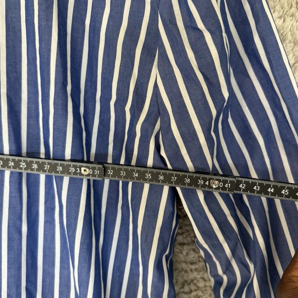 J.Crew Long Sleeved Shirt Dress Women Size 4 Blue and White Stripe‎ Beleted Midi - Picture 9 of 10